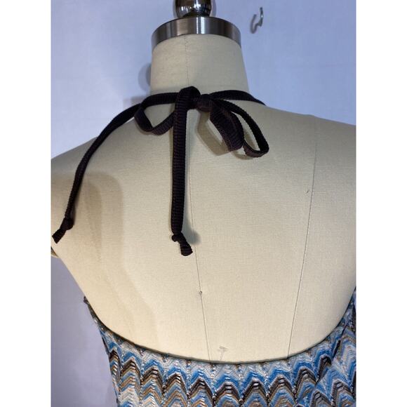 Chevron Print Ring Halter Mini Dress Cutout Tie NWT Rue21 Women's Juniors Size L - Picture 7 of 10